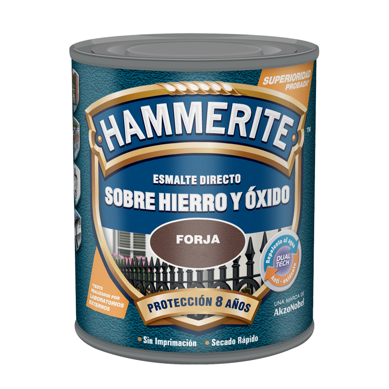 Hammerite esmalte directo sobre hierro y óxido. Acabado Forja